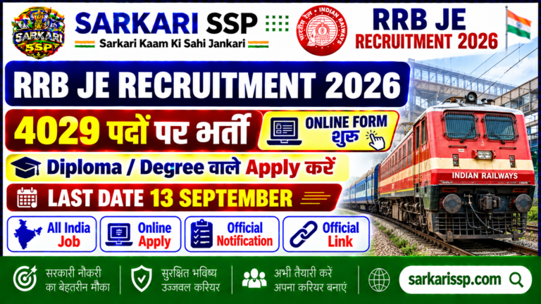 RRB Junior Engineer Recruitment 2026 Sarkarissp